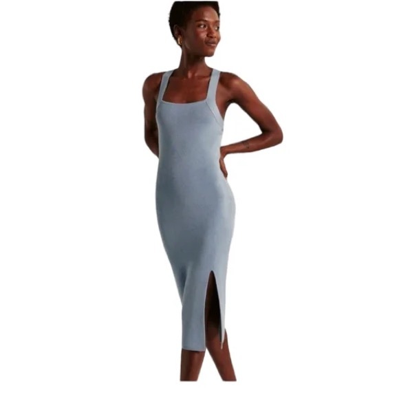 Abercrombie & Fitch Crossback Elevated Knit Midi Dress- blue - Picture 2 of 9